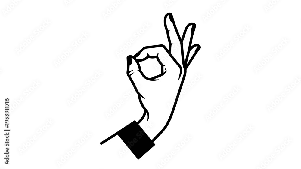 Fototapeta premium Hand gesture ok sign, fingers forming circle, positive affirmation, success, approval