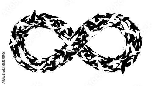 Infinity Symbol Made of Birds Flying in Formation