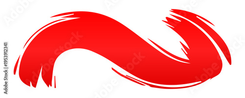 Abstract red paint brush stroke isolated on a light background.