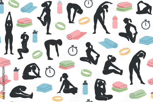 Healthy morning stretching routine and mindful body mobility with modern wellness lifestyle theme