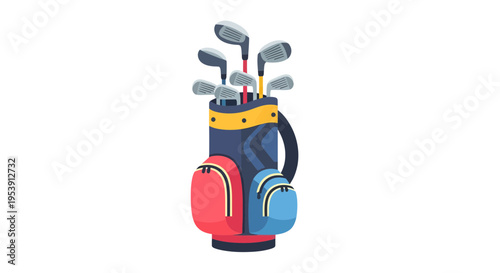 Golf clubs in bag vector illustration, flat design, for sport and leisure