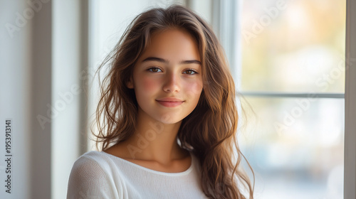 portrait of a girl. girl looks at camera and smiles. Free Download portrait of a girl. girl looks at camera and smiles. - GFXLoad