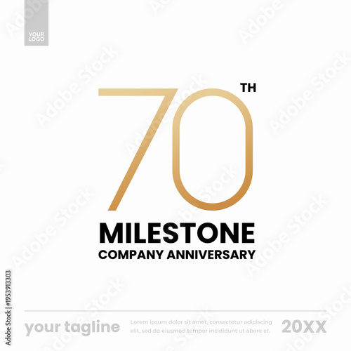 70th milestone company anniversary gold minimal social media template