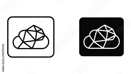Tableau sur toile cloud and polygon geometric shapes vector illustration, flat design