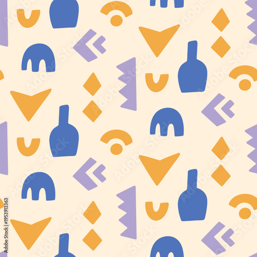 Abstract Ceramic Geometric Shapes Seamless Pattern