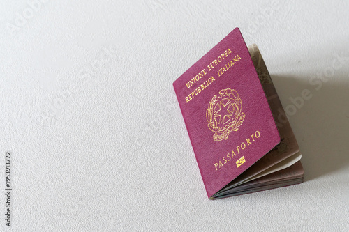 Wallpaper Mural Italian passport lying on white surface with copy space Torontodigital.ca