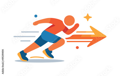 Personal fitness journey and pushing physical limits in an active lifestyle focused on progress and self improvement through movement, a flat abstract running character leaning