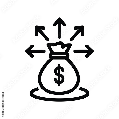 Money Bag Distribution Arrows Commercial Concept