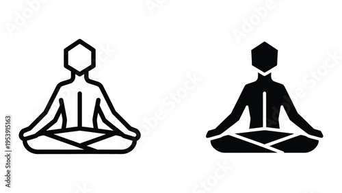 yoga poses vector illustration with two sitting figures in lotus position flat design