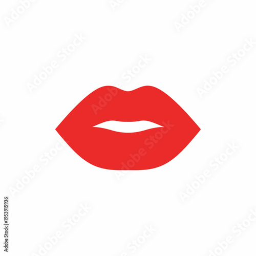 Bright Red Lips Mouth Minimal Icon
