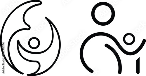 Abstract circular symbol representing parent and child connection