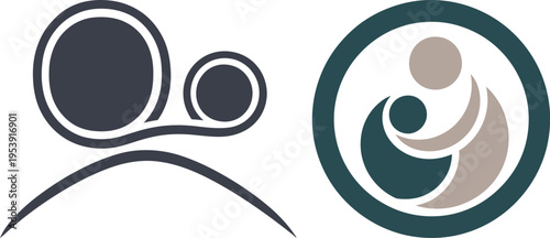 Two figures abstract logo, connection and community concept.