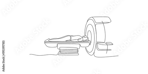 A person lying on an MRI machine getting a medical scan hospital doctor patient health