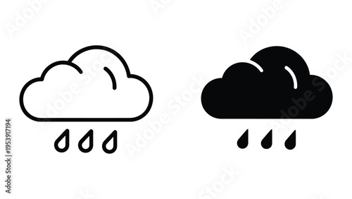 rainy weather icons vector illustration, flat design