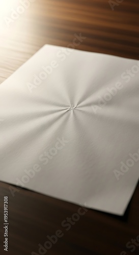 Paper sheet on wooden table.