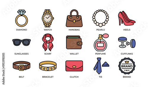 Fashion accessories collection: jewelry, watches, bags, and perfumes for stylish outfits