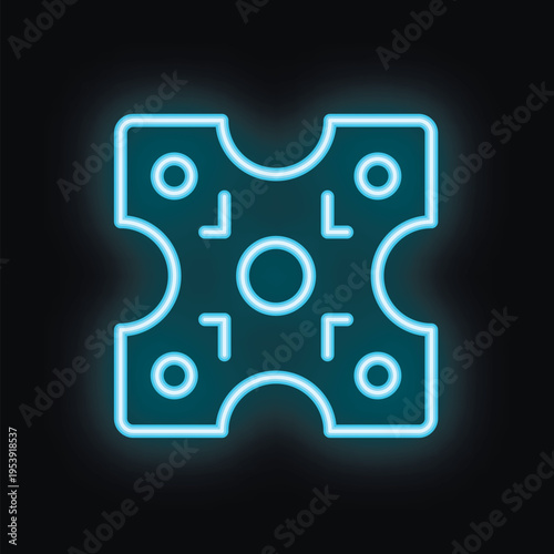 Blue neon icon of swiss cheese glowing on dark background, great for restaurant menu or grocery store