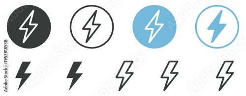 Flash thunder power icon, featuring lightning bolt and thunder symbols, electric energy icon
