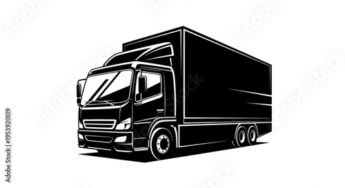 Illustration of a Box Truck for Freight and Delivery Services.
