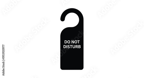 A minimalist graphic depicts a black do not disturb door hanger on white high quality
