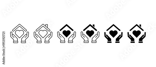 Hand Holding House Icons Set. Real Estate, property investment symbol