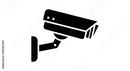 Minimalist flat vector illustration of a CCTV security camera icon.