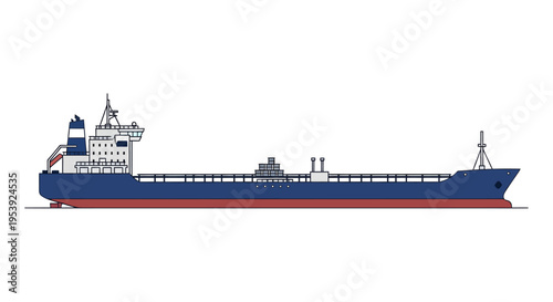 Oil Tanker Ship Transporting Crude Oil on Ocean with Fuel Icon Illustration