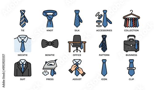 Necktie styles and accessories for office and business attire