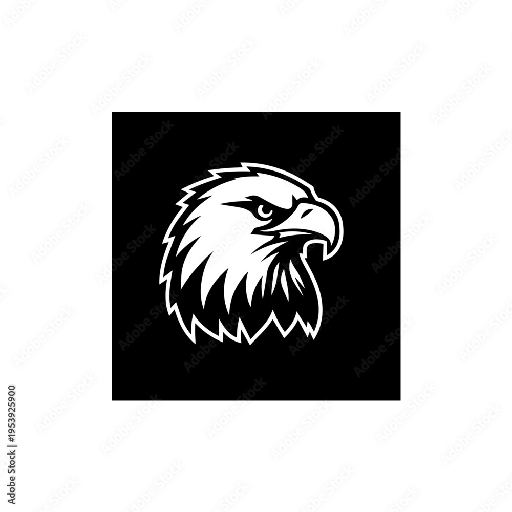 Fototapeta premium Eagle head logo vector illustration black and white