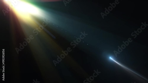 Orange sunlight lens flare with dramatic god rays and vintage anamorphic light effects for video overlay