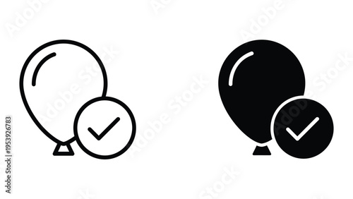 black and white balloons with checkmarks vector illustration