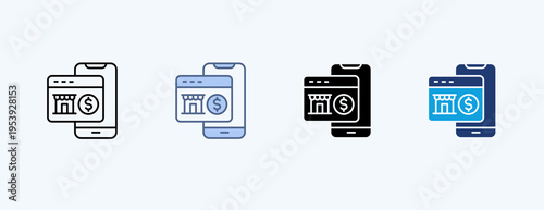 Online Business Multiple Icon Illustration Vector