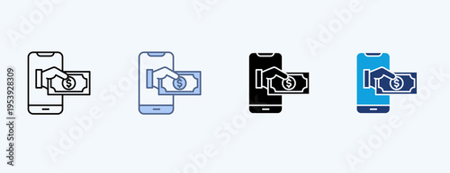 Digital Transaction Multiple Icon Illustration Vector