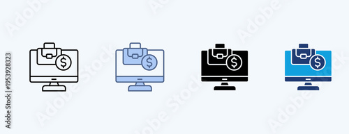 Online Investment Multiple Icon Illustration Vector