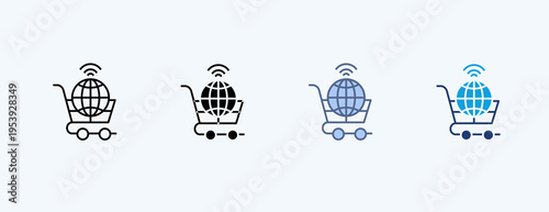 Internet Commerce Multiple Icon Illustration Vector