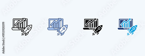Startup Growth Multiple Icon Illustration Vector