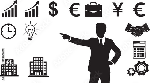 Loan and financing vector icon set with credit score, home, education, business, personal money.