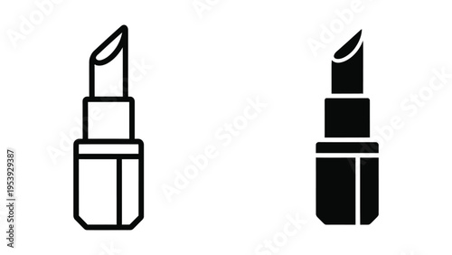 black and white lipstick vector illustration, flat design