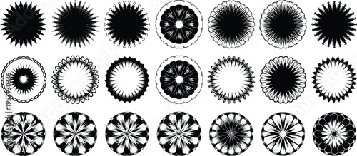 Collection of intricate black and white mandala designs