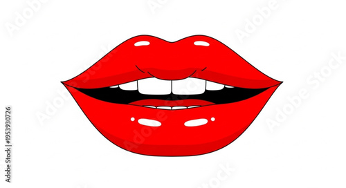 Vibrant Red Lips with White Teeth and Black Interior.