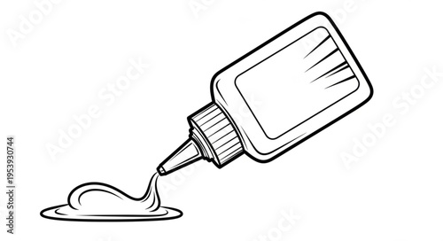 Illustration of a Glue Bottle with Adhesive Liquid.