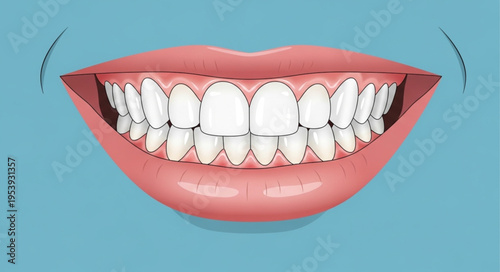 Illustration of a wide smile with healthy white teeth.