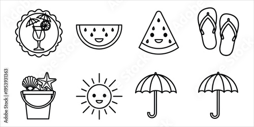 Summer vacation icons