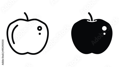 black and white apples vector illustration, flat design