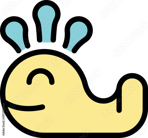 Cartoon whale spouting water, a cheerful and playful icon perfect for children's designs