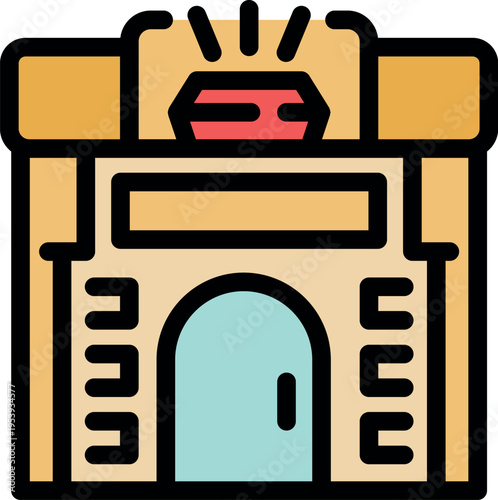 Jewelry store building facade with a big shining gem on top, concept of luxury shopping and valuable items