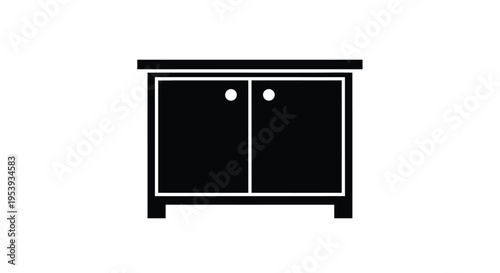Simple black cabinet design with two doors a flat silhouette