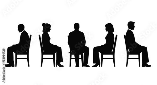 People seated in chairs facing forward in a dark silhouette
