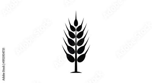 A striking black silhouette of a wheat stalk against a white background