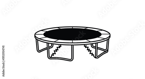Black and white illustration of a round trampoline simple silhouette